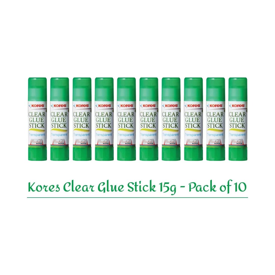 Kores Clear Glue Stick 15g - Pack of 10 6 kores clear glue stick 15g -pack of 10